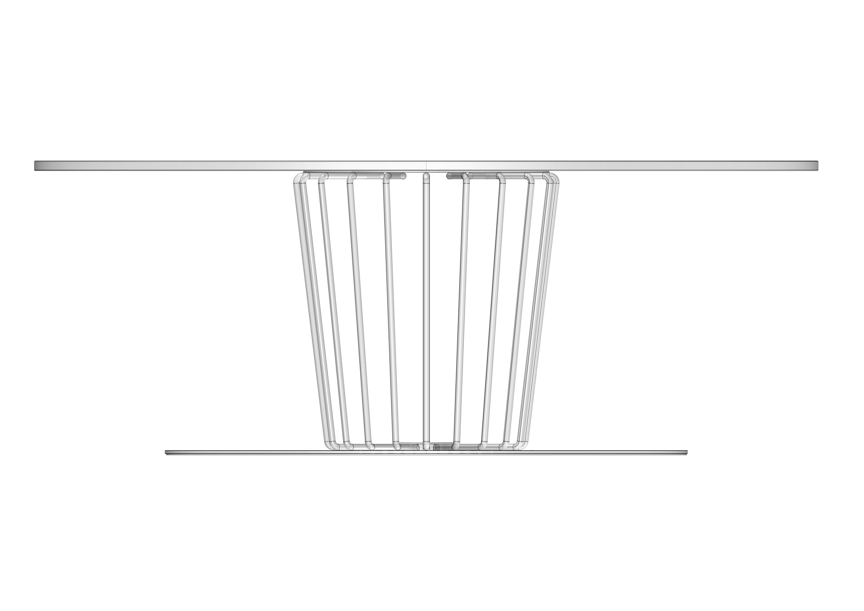 CafeTable oval table with metal base 3D model_4