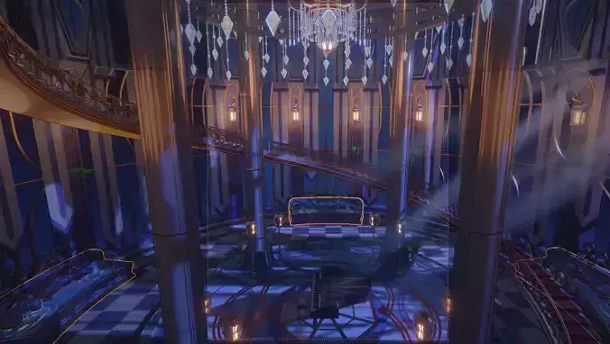 blenderScene of Starry Piano Hall