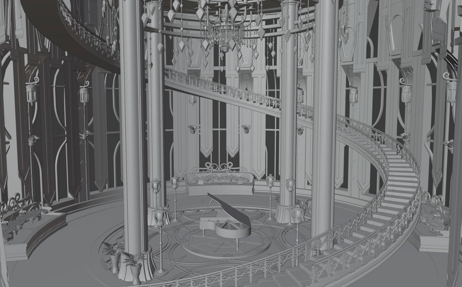 blenderScene of Starry Piano Hall 3D model_8