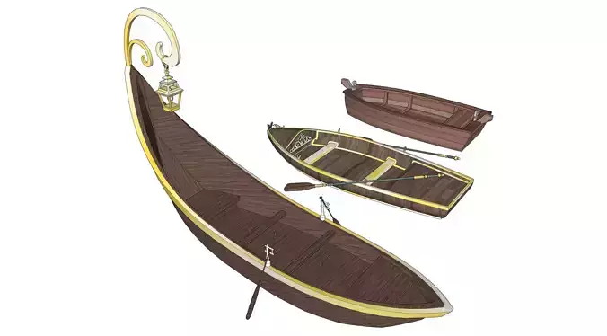 Fantasy lowpoly 3 Boats