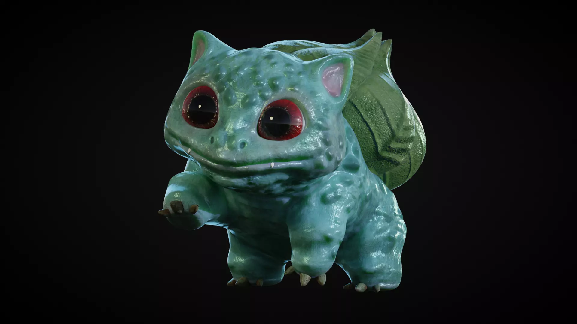 Bulbasaur creature with big eyes Low-poly 3D model_0