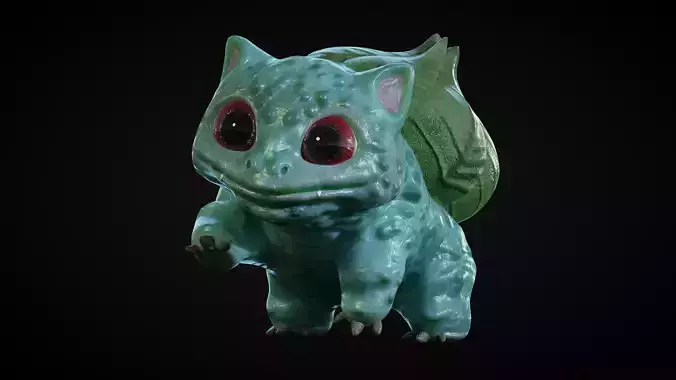 Bulbasaur creature with big eyes Low-poly 3D model