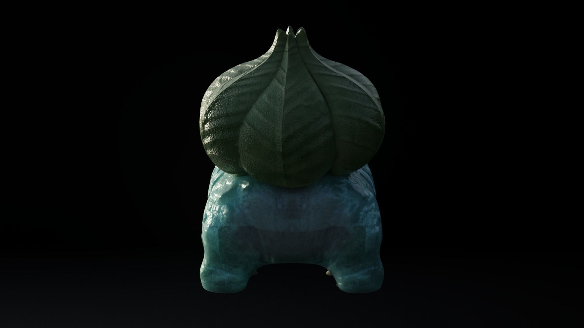 Bulbasaur creature with big eyes Low-poly 3D model_4