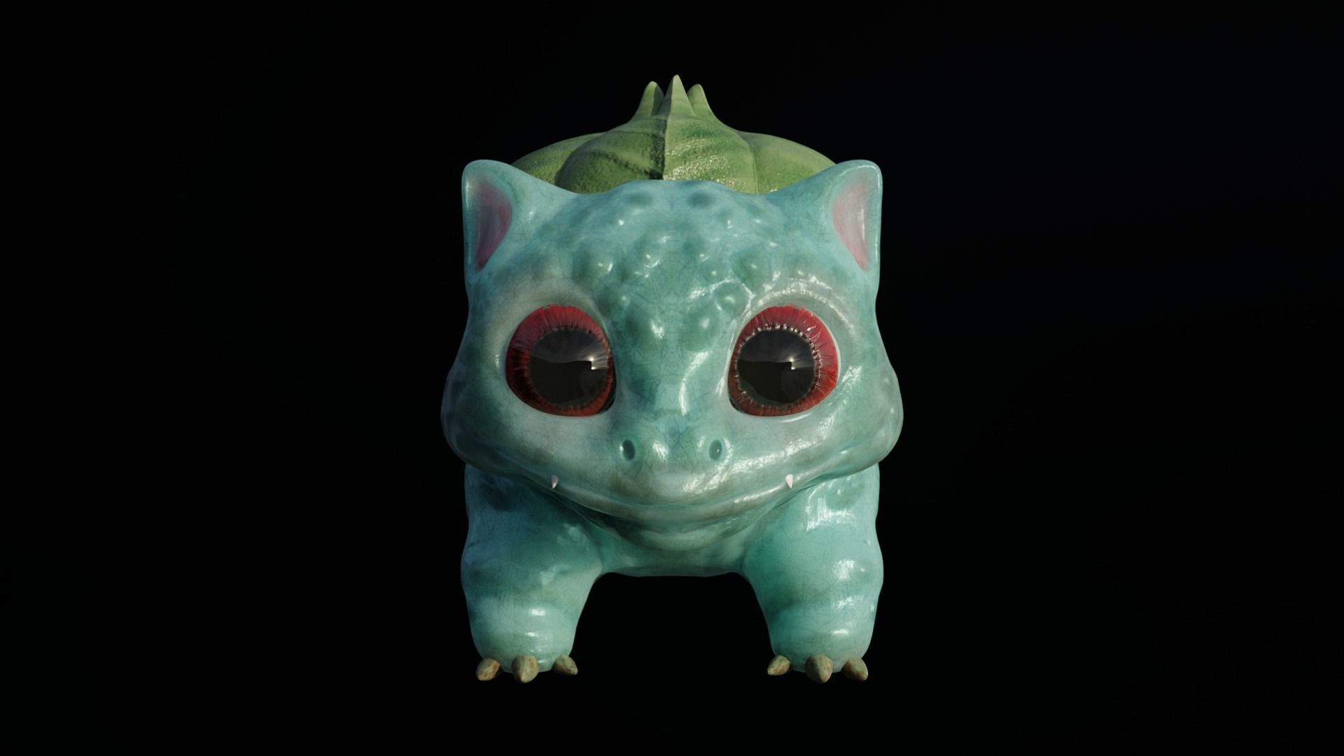 Bulbasaur creature with big eyes Low-poly 3D model_2