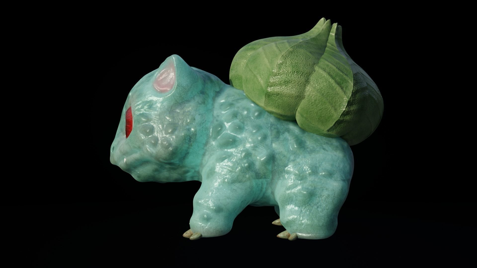 Bulbasaur creature with big eyes Low-poly 3D model_3