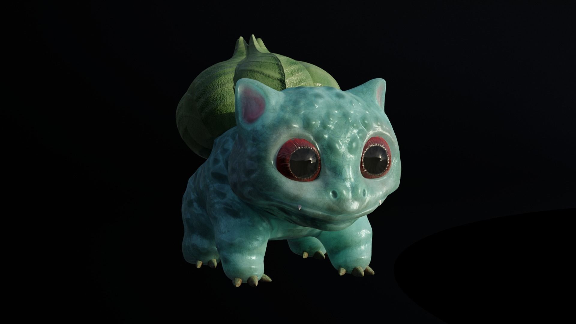 Bulbasaur creature with big eyes Low-poly 3D model_1