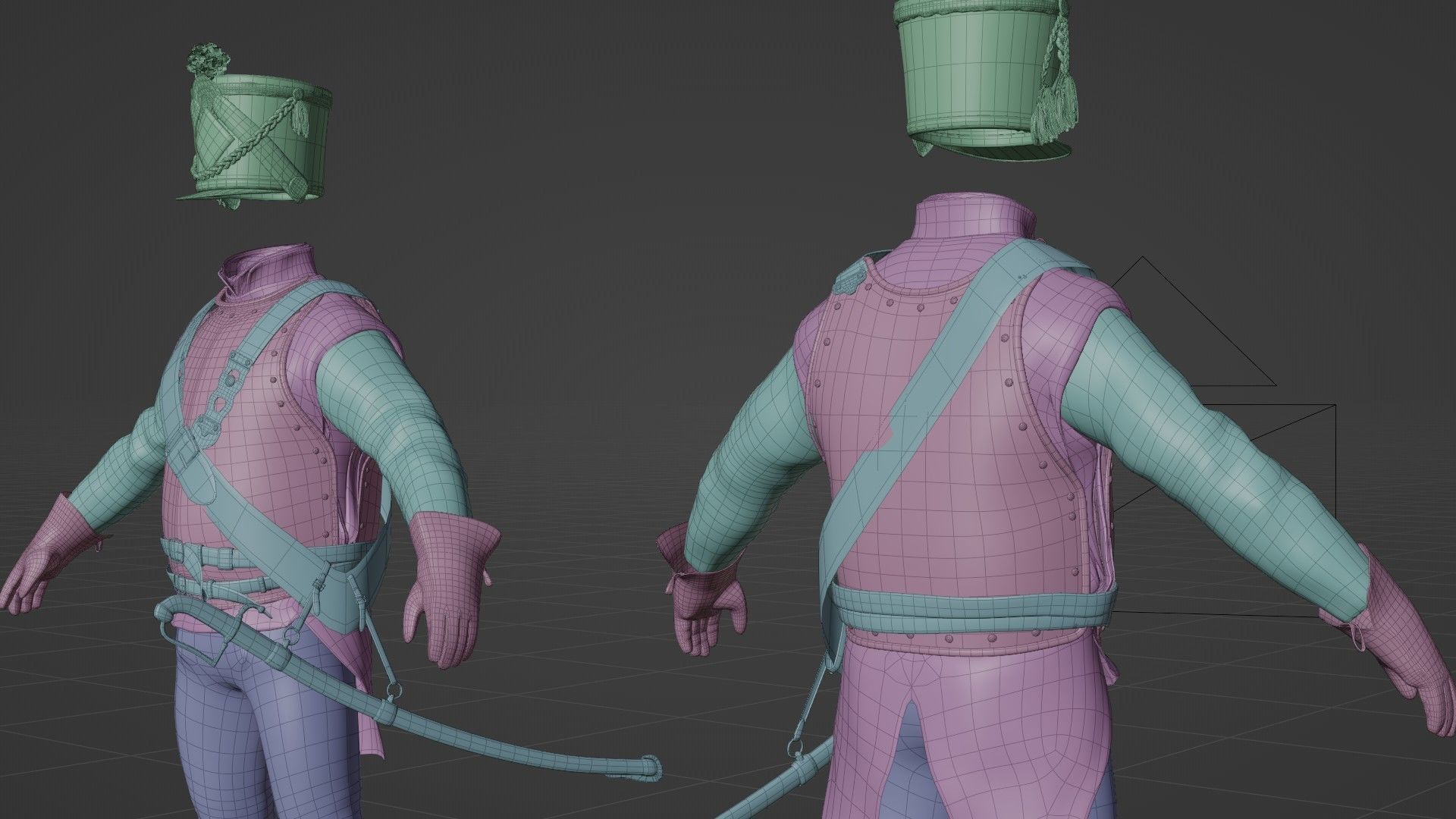 Soldier Napoleon Cavalry Cuirassier Rigged Low-poly 3D model_25