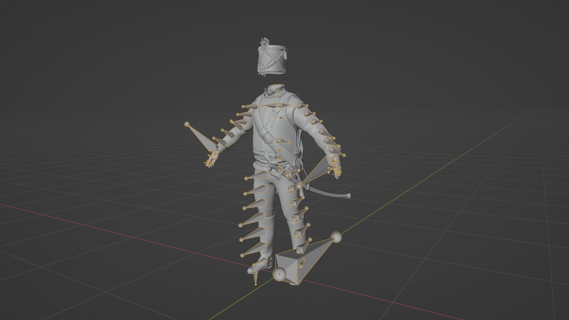 Soldier Napoleon Cavalry Cuirassier Rigged Low-poly 3D model_20