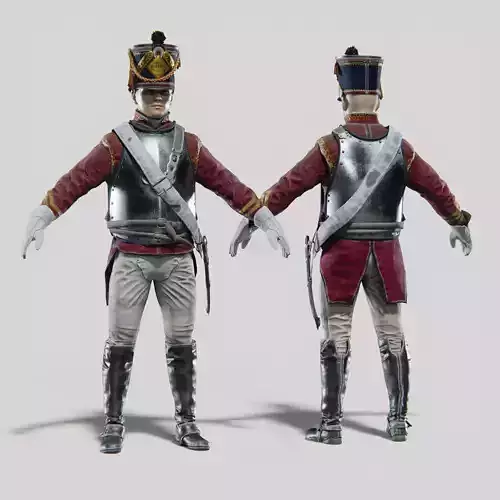 Soldier Napoleon Cavalry Cuirassier Rigged Low-poly 3D model Soldier Napoleon Cavalry Cuirassier Rigged Low-poly 3D model