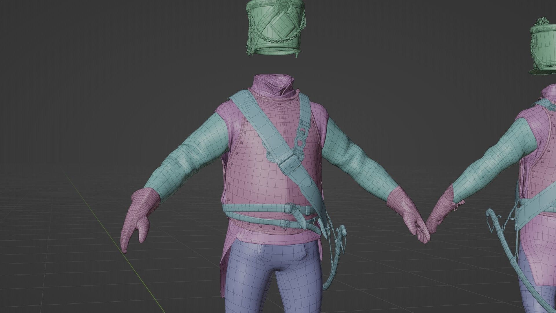Soldier Napoleon Cavalry Cuirassier Rigged Low-poly 3D model_22