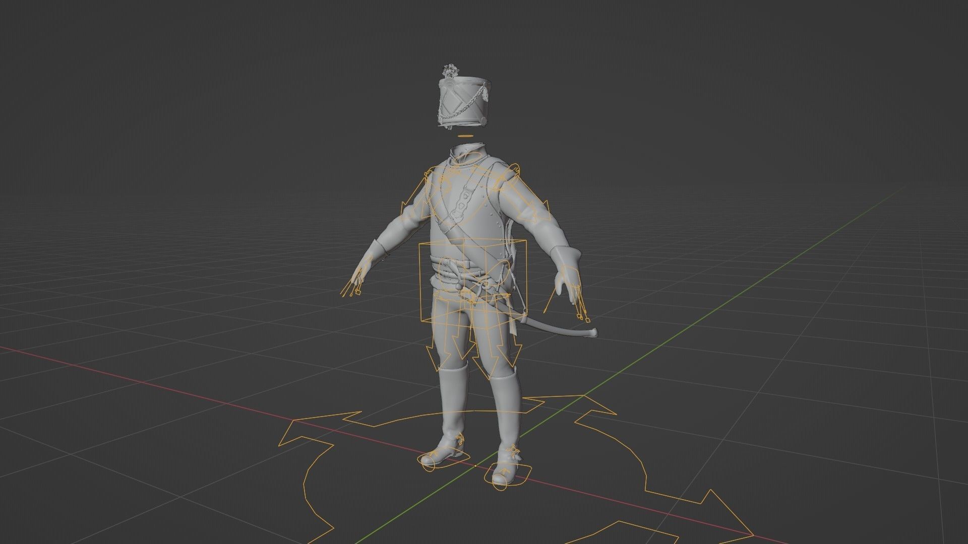 Soldier Napoleon Cavalry Cuirassier Rigged Low-poly 3D model_18