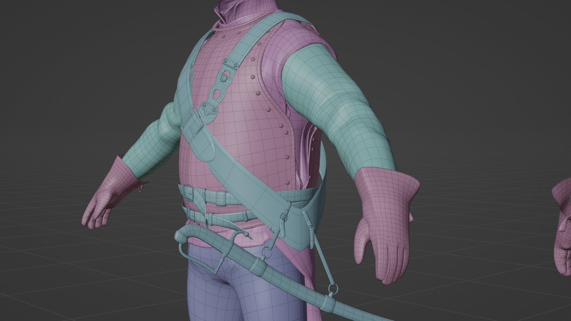 Soldier Napoleon Cavalry Cuirassier Rigged Low-poly 3D model_24
