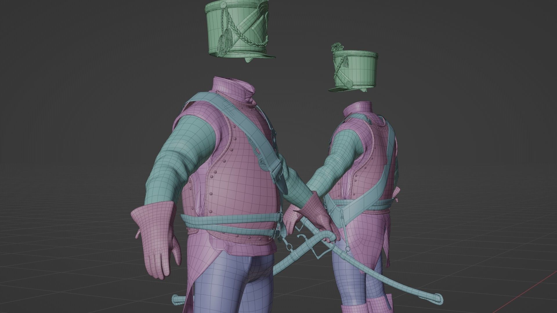 Soldier Napoleon Cavalry Cuirassier Rigged Low-poly 3D model_23