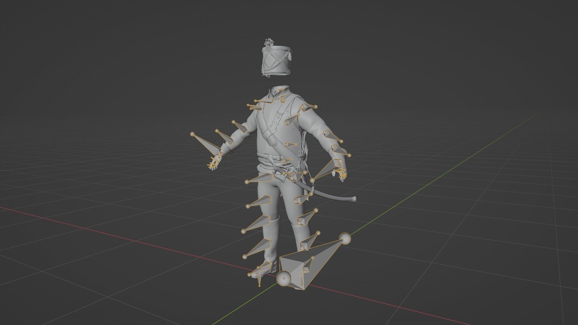 Soldier Napoleon Cavalry Cuirassier Rigged Low-poly 3D model_19