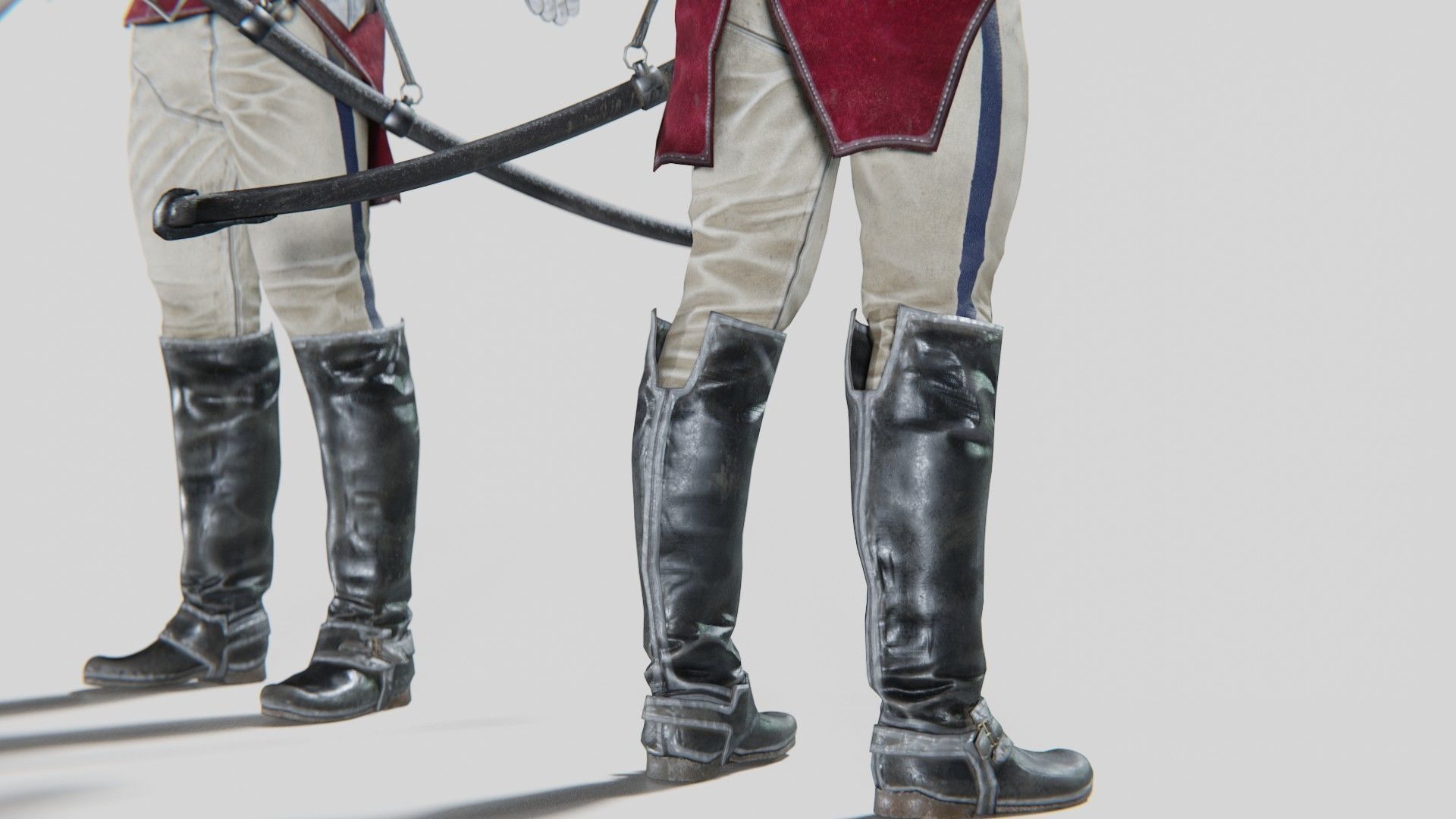Soldier Napoleon Cavalry Cuirassier Rigged Low-poly 3D model_10