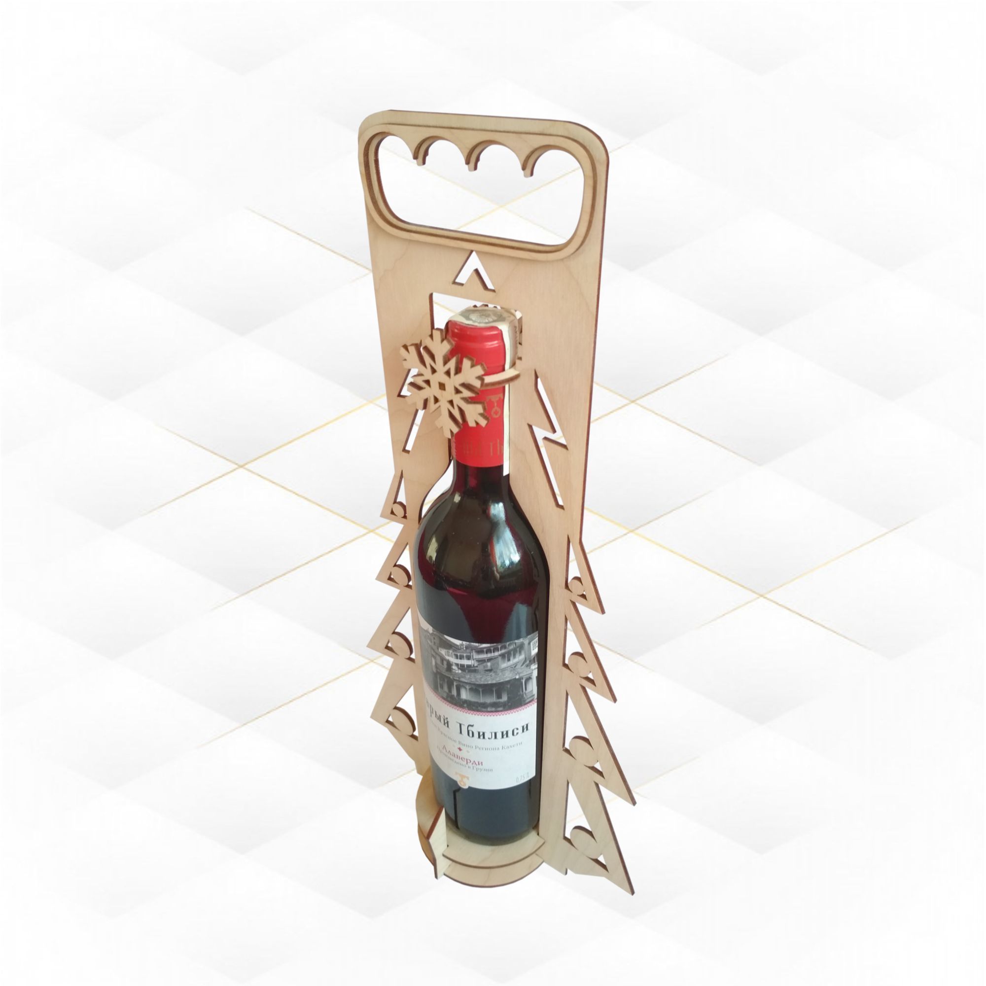 Wine box Christmas digital model for laser cut 3D print model_2