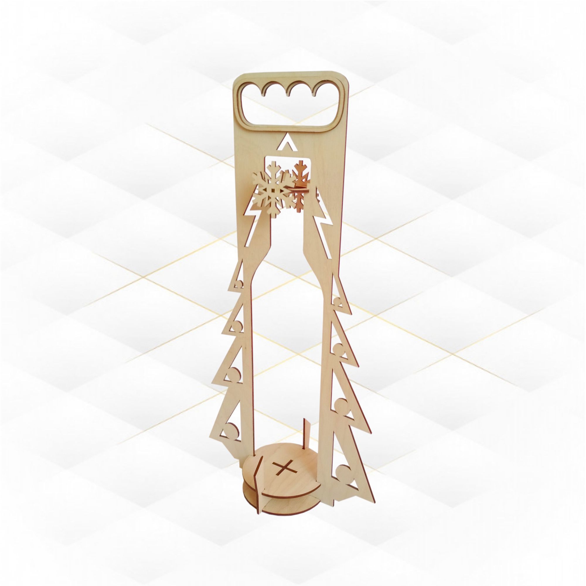 Wine box Christmas digital model for laser cut 3D print model_3