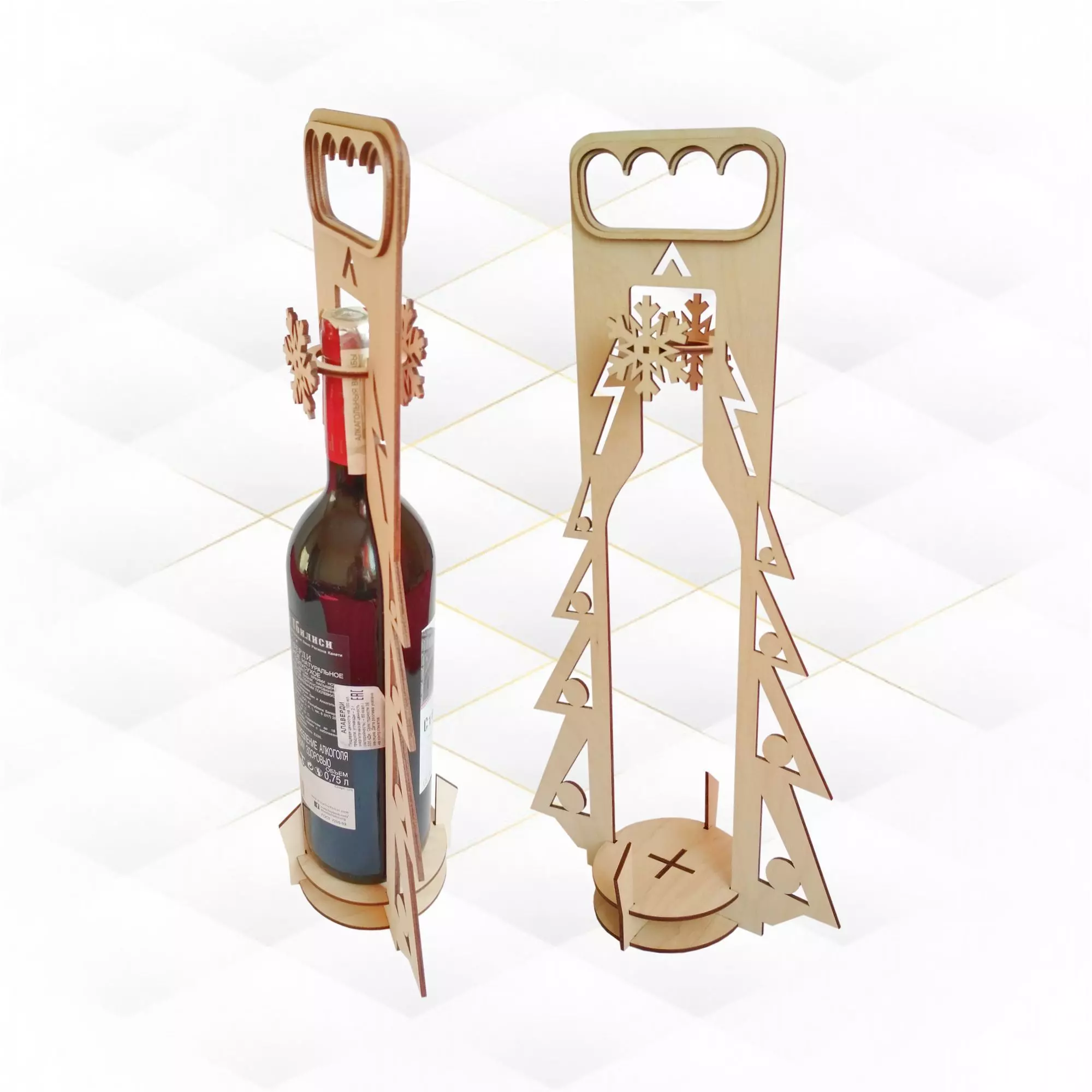 Wine box Christmas digital model for laser cut 3D print model_0