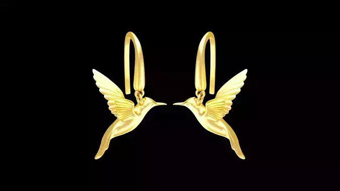 Hummingbird Earrings jewelry gold 3D print model