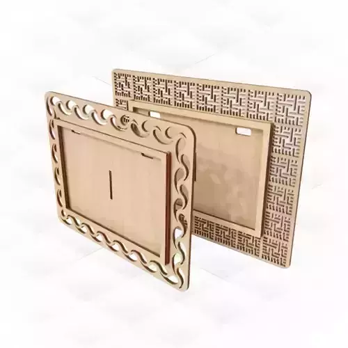 Photo Frame Horizontal 2 pattern laser cutting design