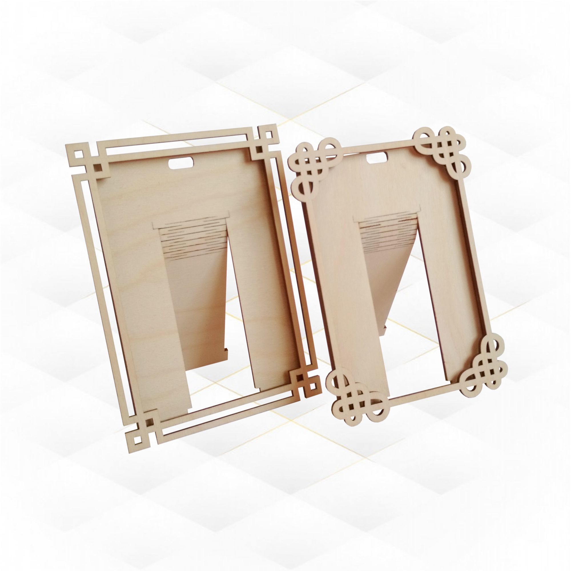 Picture frame two pattern laser cutting vector design 3D print model_2