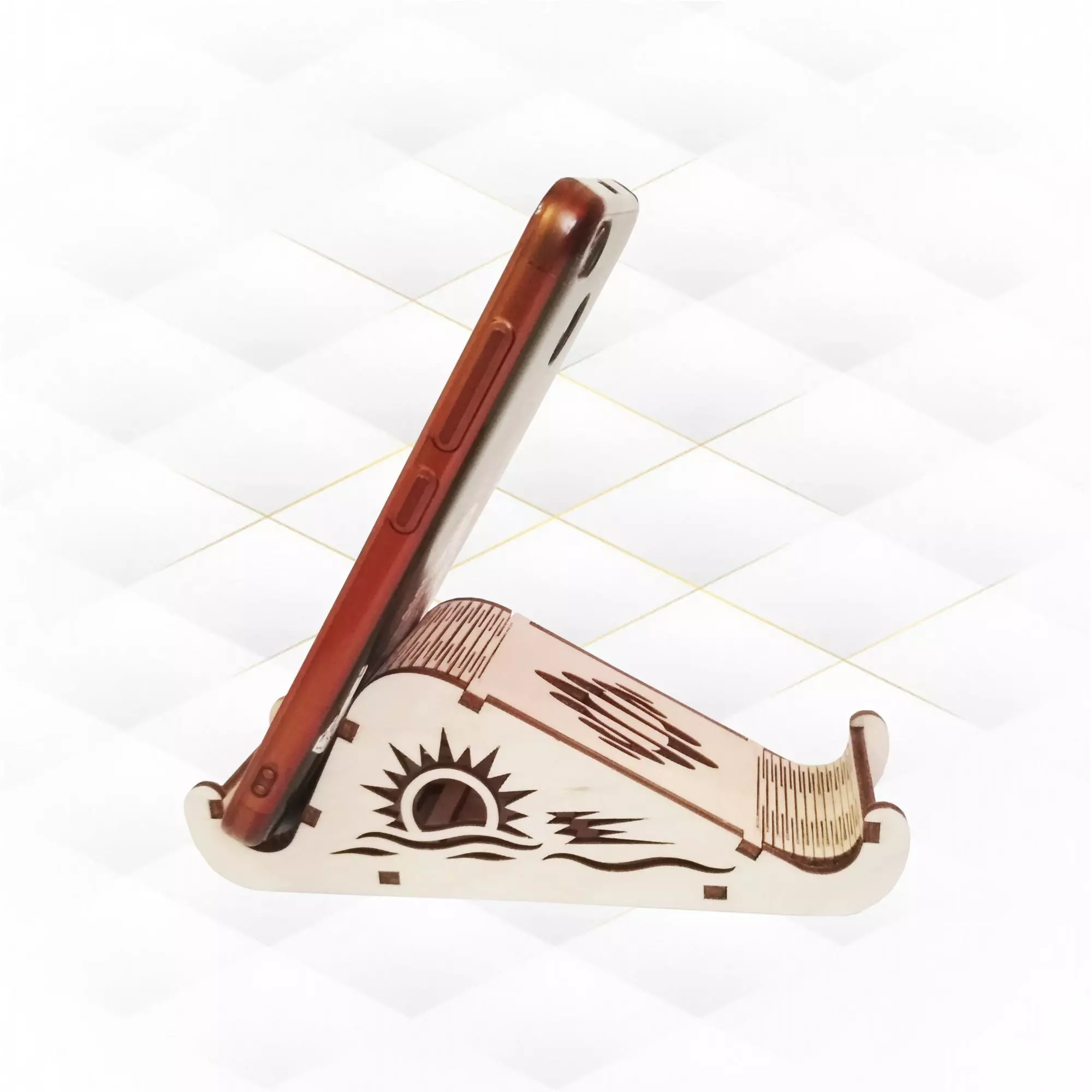 Stand holder for phone design laser cutting 3D print model_0