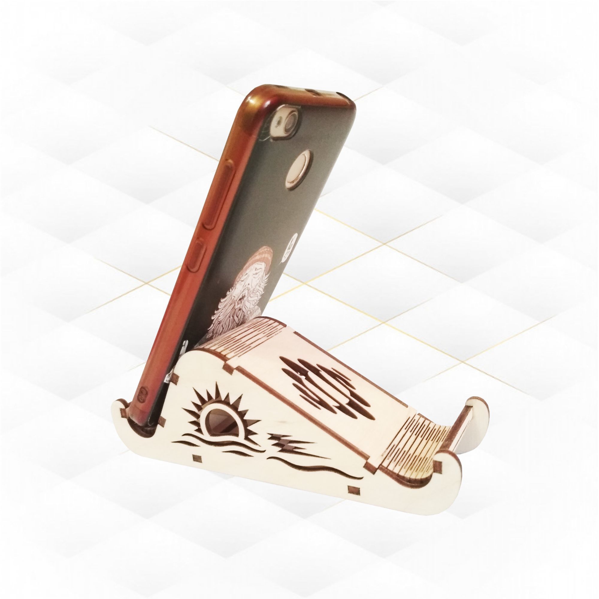 Stand holder for phone design laser cutting 3D print model_2