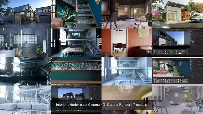Interior exterior pack Cinema 4D  Corona Render 3D Model Collection
