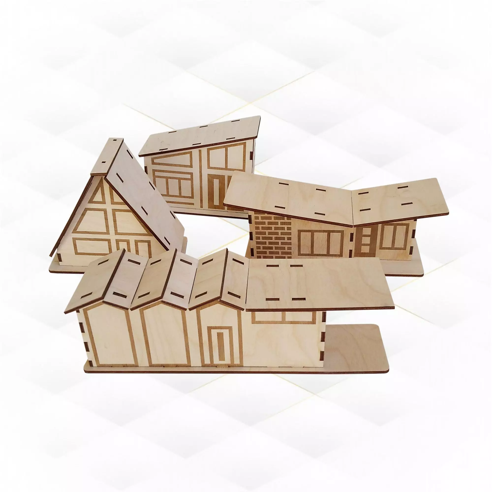 Christmas Glitter Houses svg design laser cut 3D print model_0