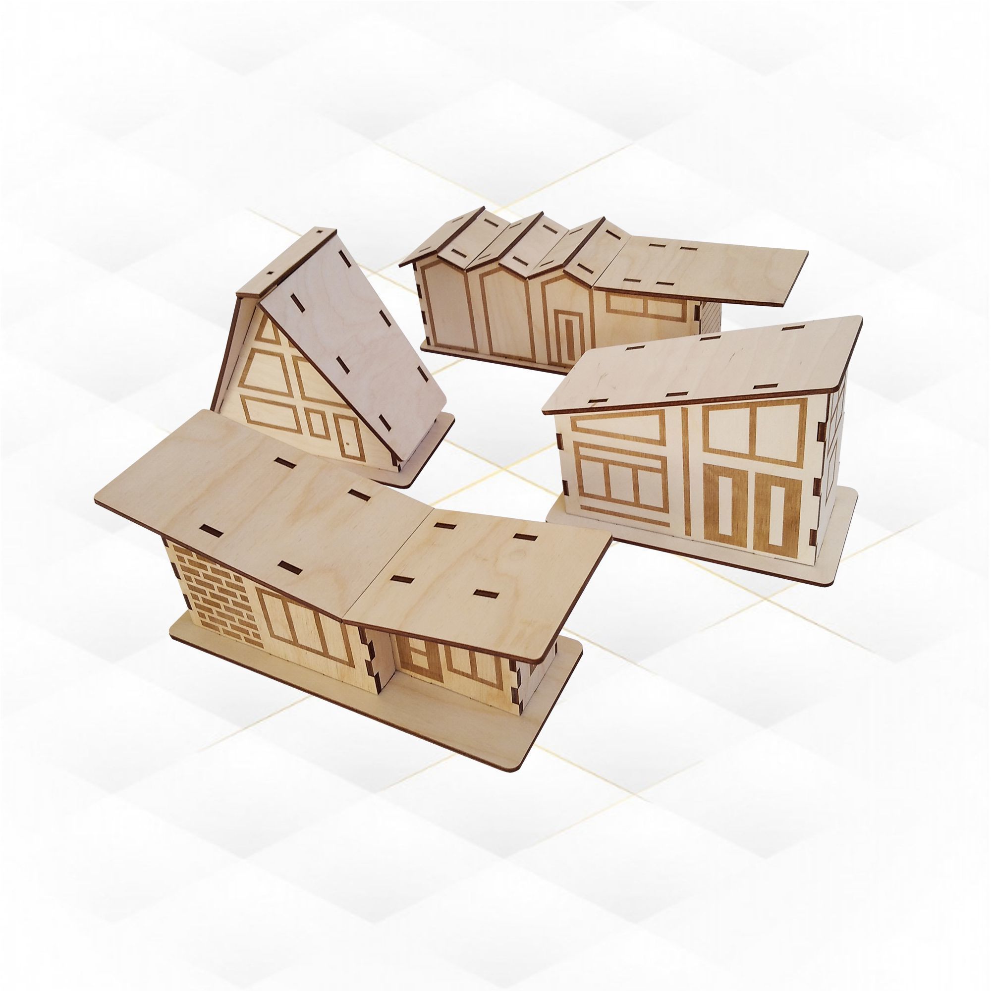 Christmas Glitter Houses svg design laser cut 3D print model_1