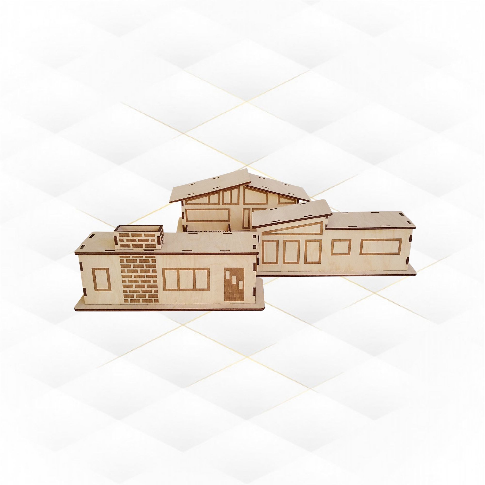 Christmas Glitter Houses svg design laser cut 3D print model_2