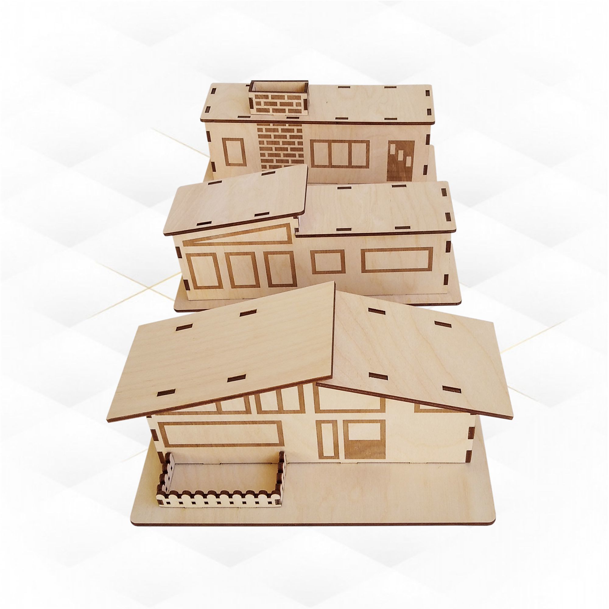 Christmas Glitter Houses svg design laser cut 3D print model_3