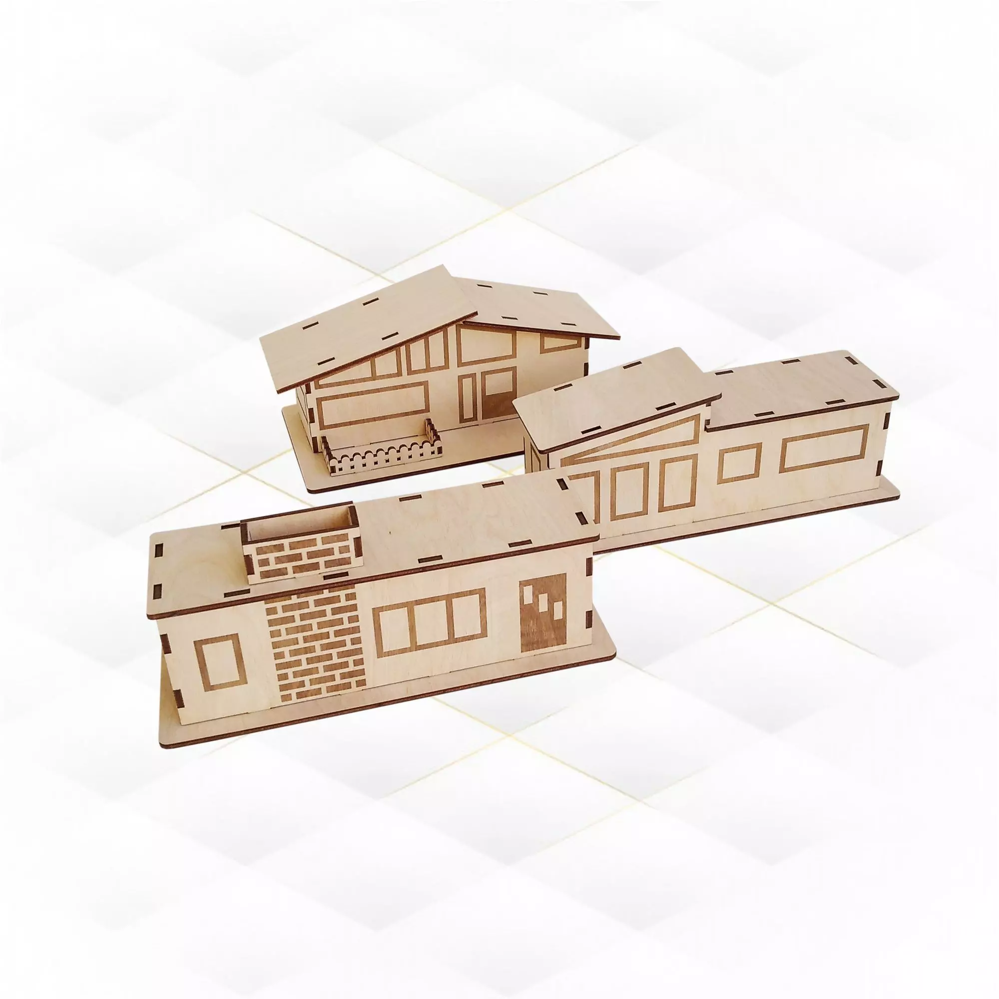 Christmas Glitter Houses svg design laser cut 3D print model_0