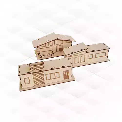 Christmas Glitter Houses svg design laser cut 3D print model