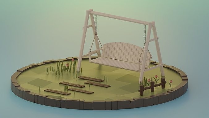 Swinging bench Low-poly 3D model