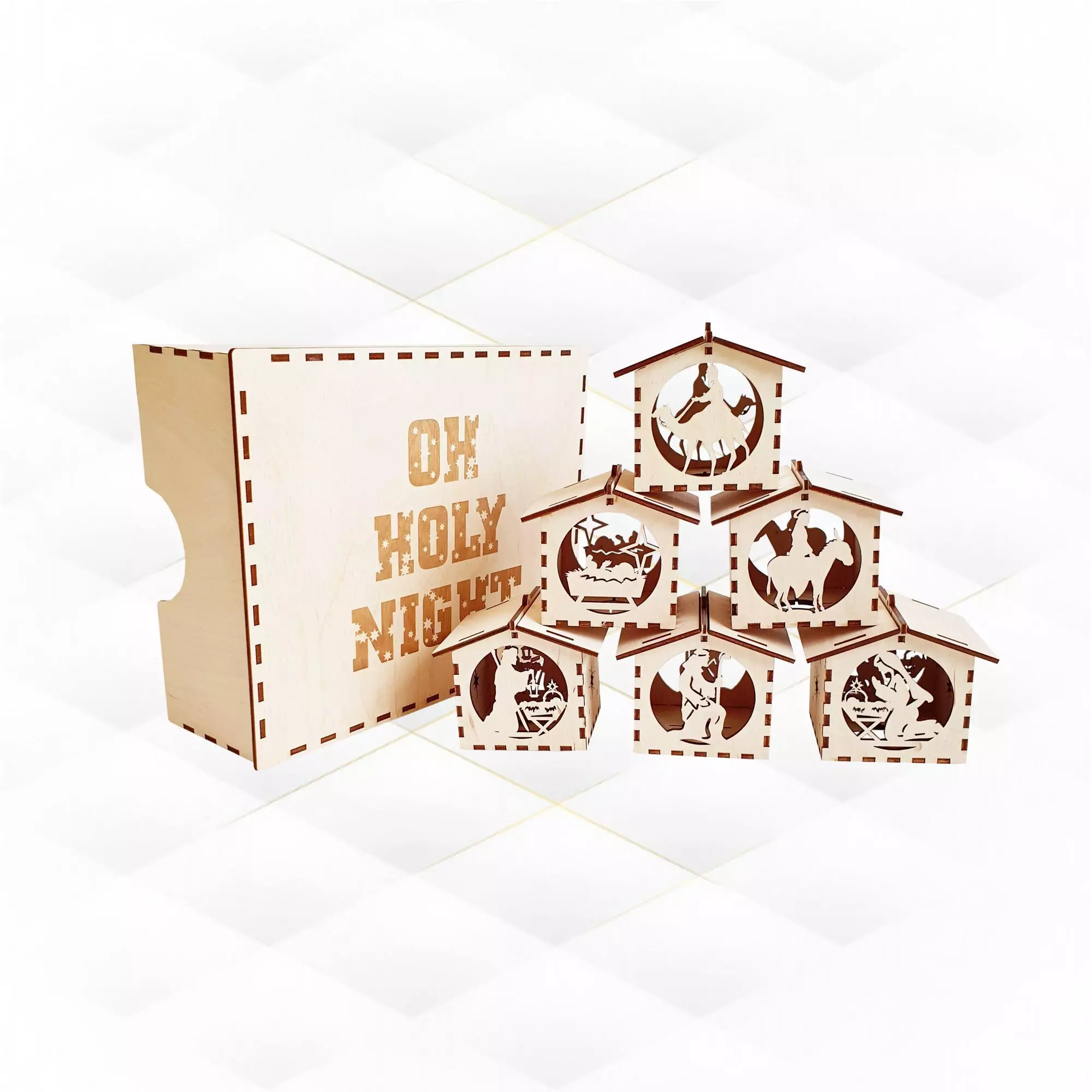Nativity House with box laser cut svg dxf desig 3D print model_0