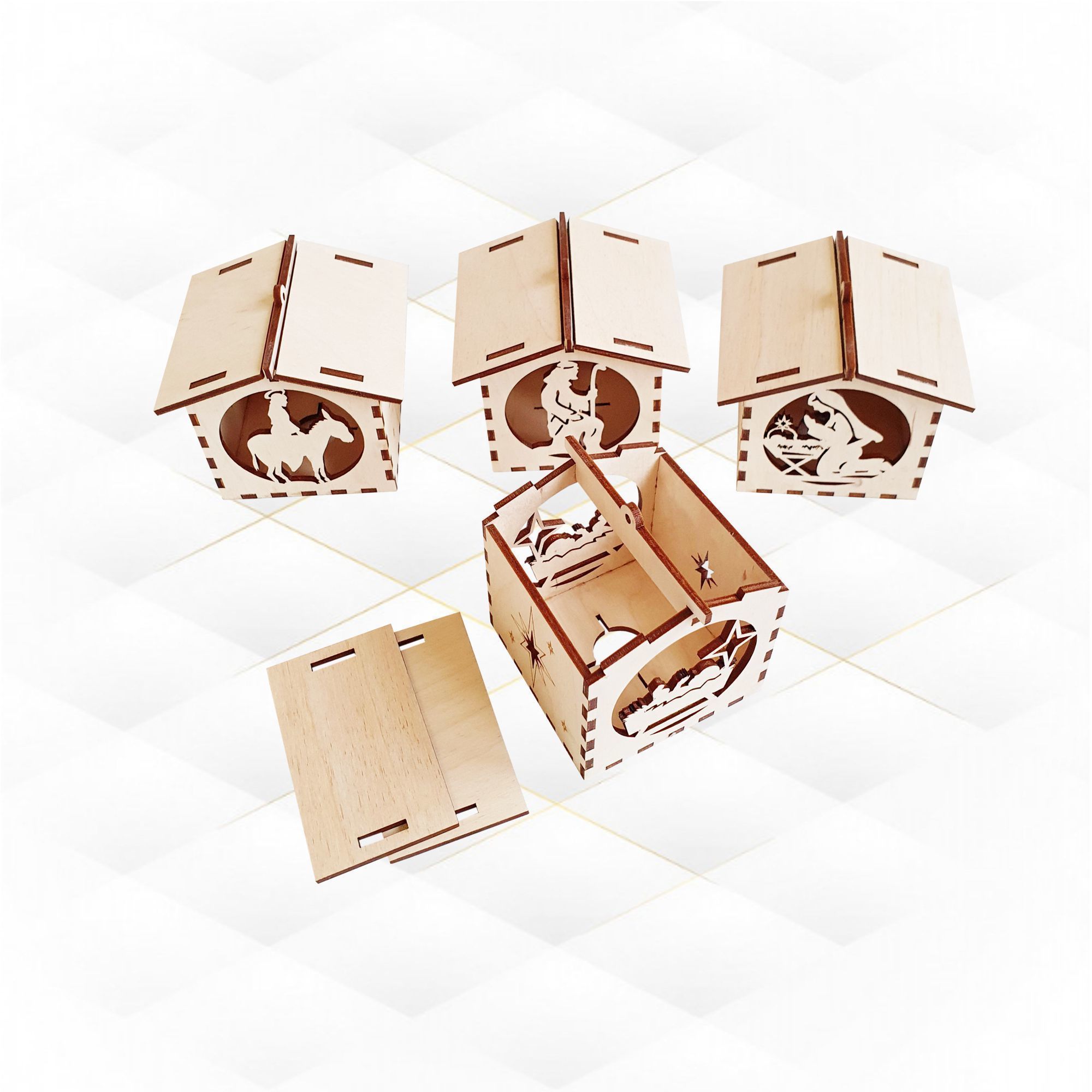 Nativity House with box laser cut svg dxf desig 3D print model_3
