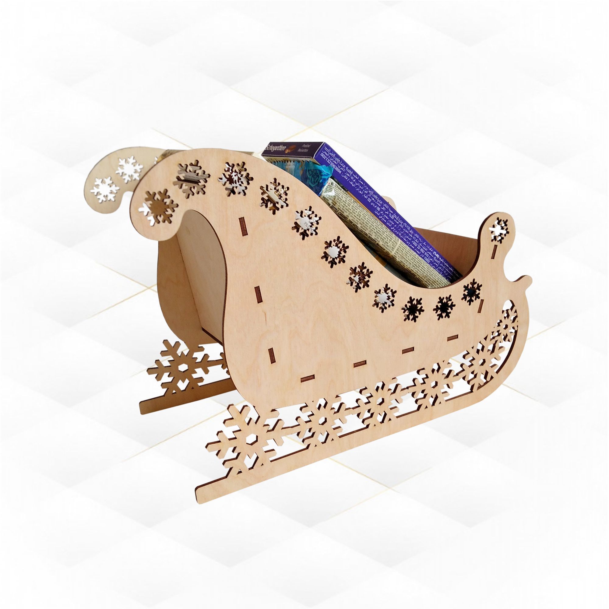 Christmas sleigh snowflake laser cutting design 3D print model_8