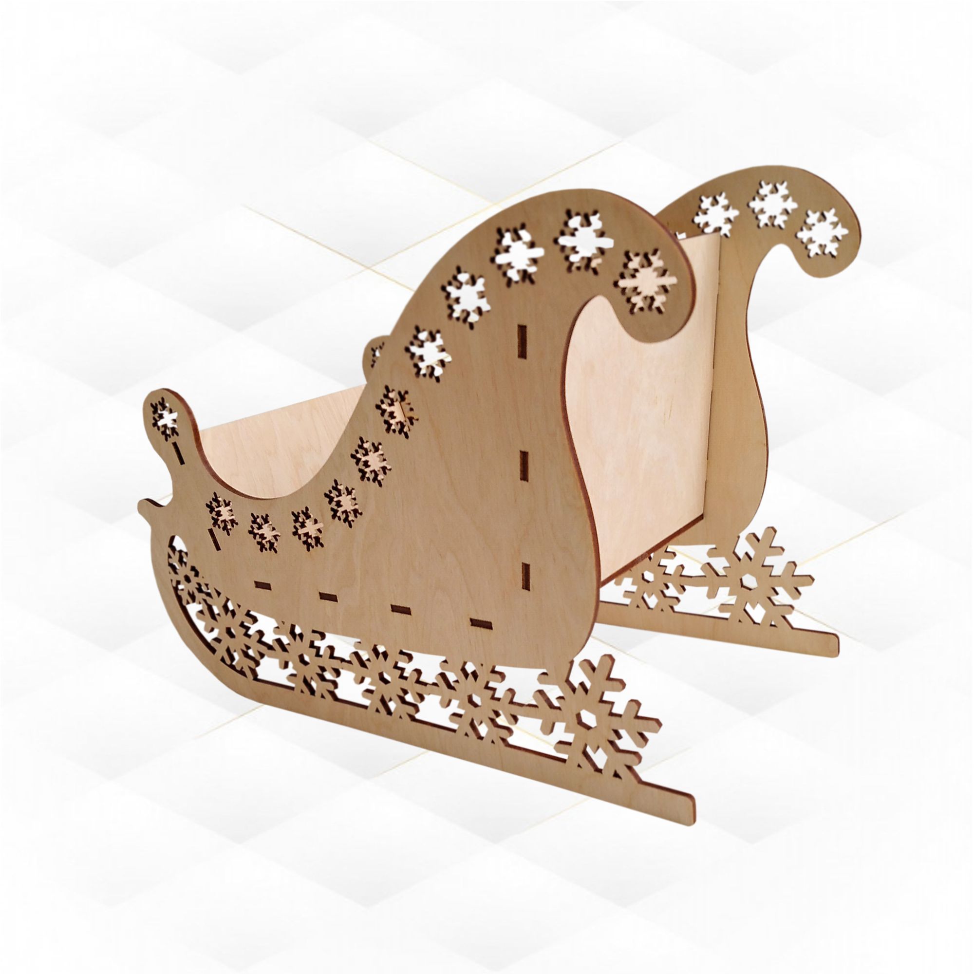 Christmas sleigh snowflake laser cutting design 3D print model_3