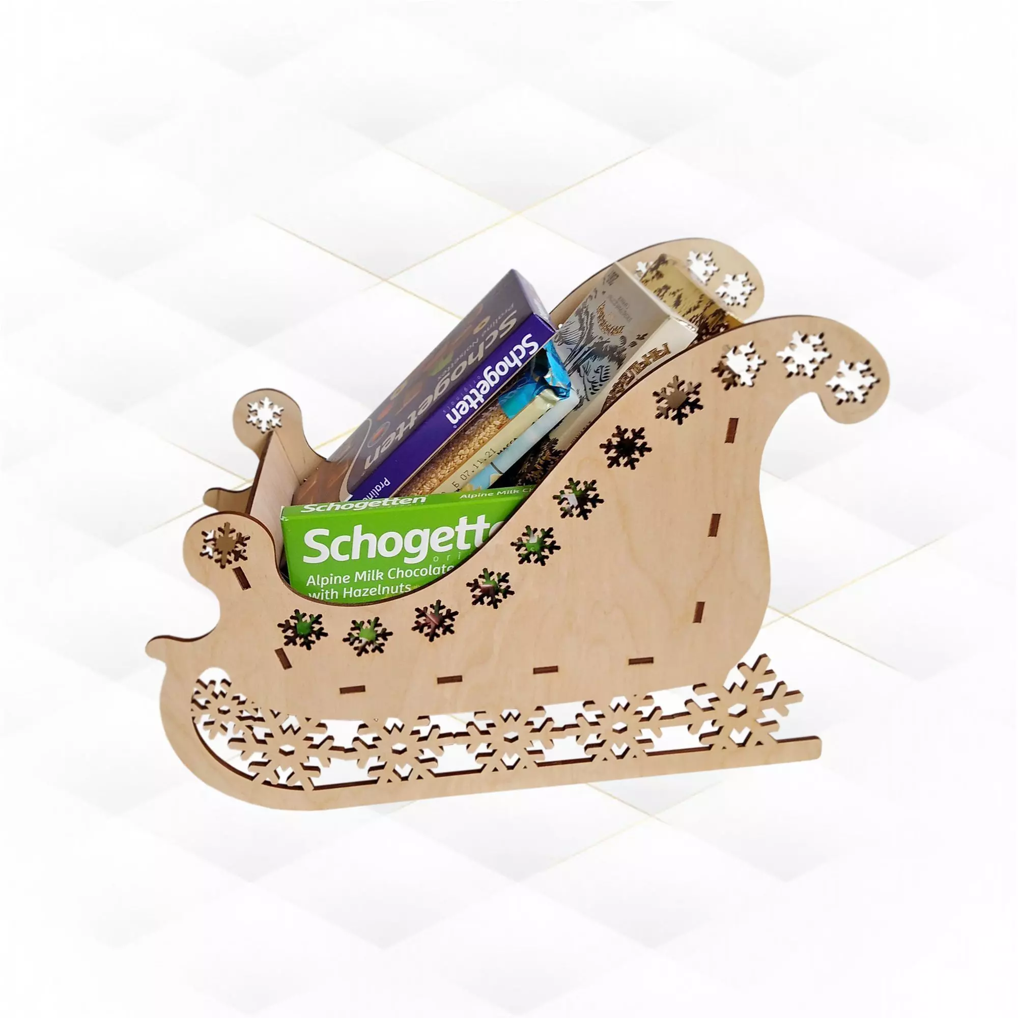 Christmas sleigh snowflake laser cutting design 3D print model_0