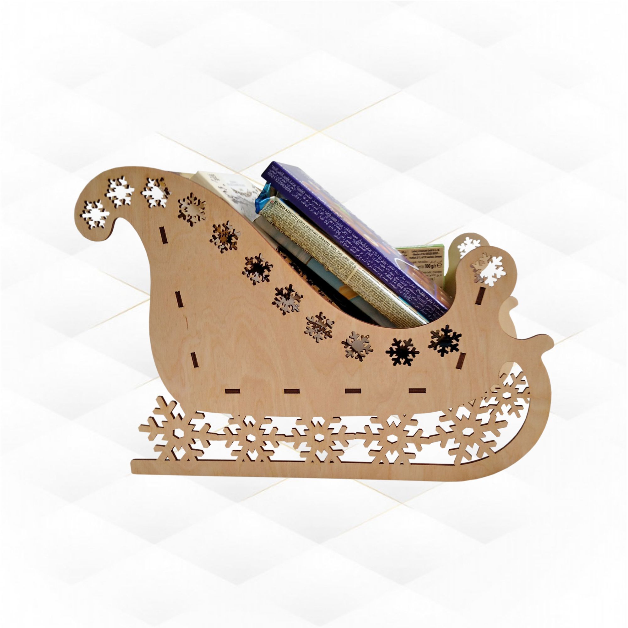 Christmas sleigh snowflake laser cutting design 3D print model_7