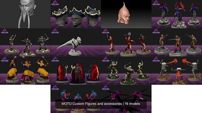 MOTU Custom Figures and accessories 3D Model Collection