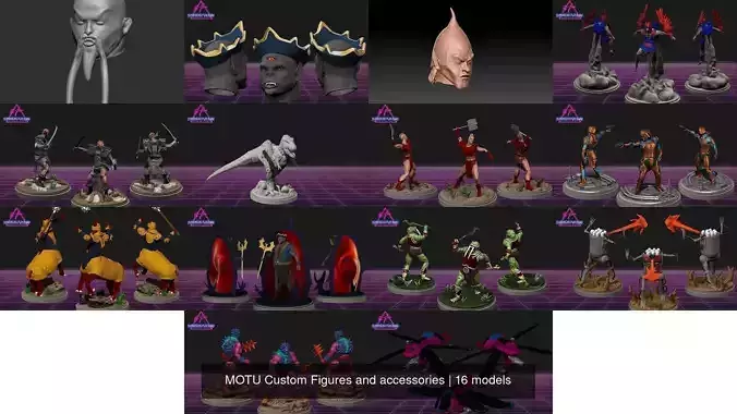 MOTU Custom Figures and accessories 3D Model Collection