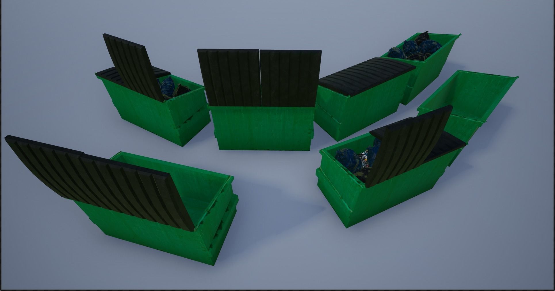Garbage-Trash Containers-Dumpster Low-poly 3D model_3