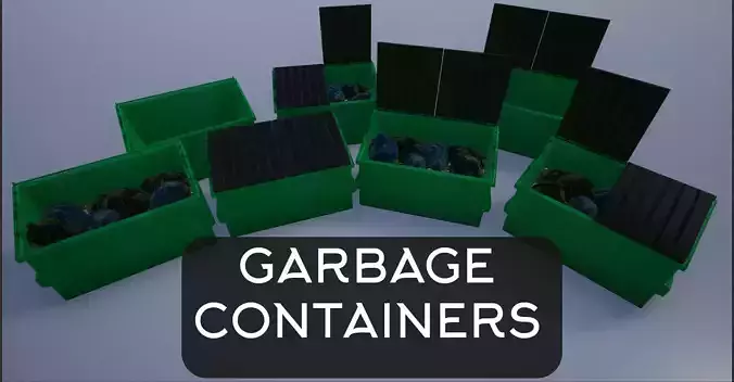 Garbage-Trash Containers-Dumpster Low-poly 3D model