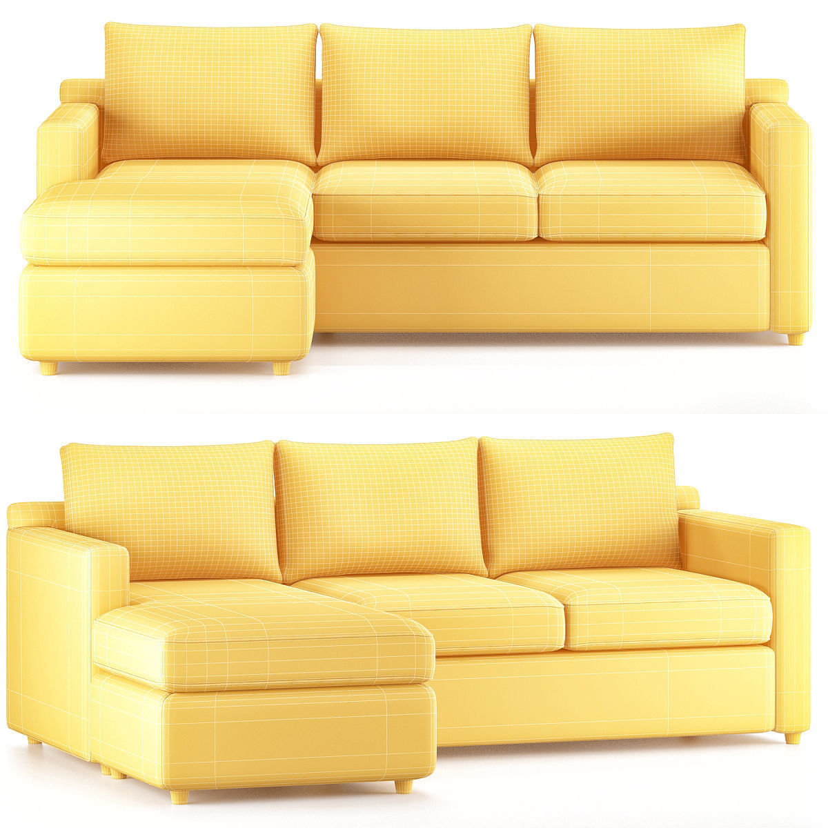 Barrett II Reversible Sectional Low-poly 3D model_1