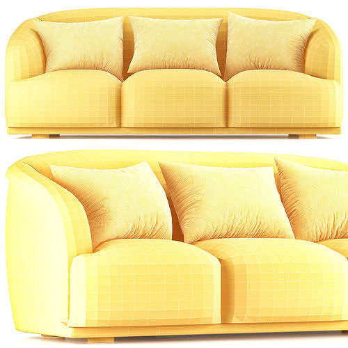 PLANETE large three seat Sofa Low-poly 3D model 3