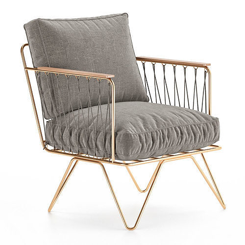 Croisette Armchair Low-poly 3D model 2