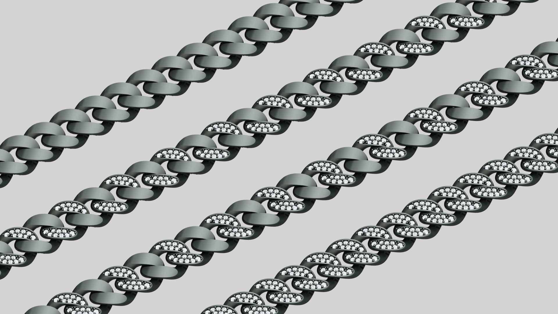 Hollow Cuban Bracelets Chain width 10 mm various Design 3D print model_8