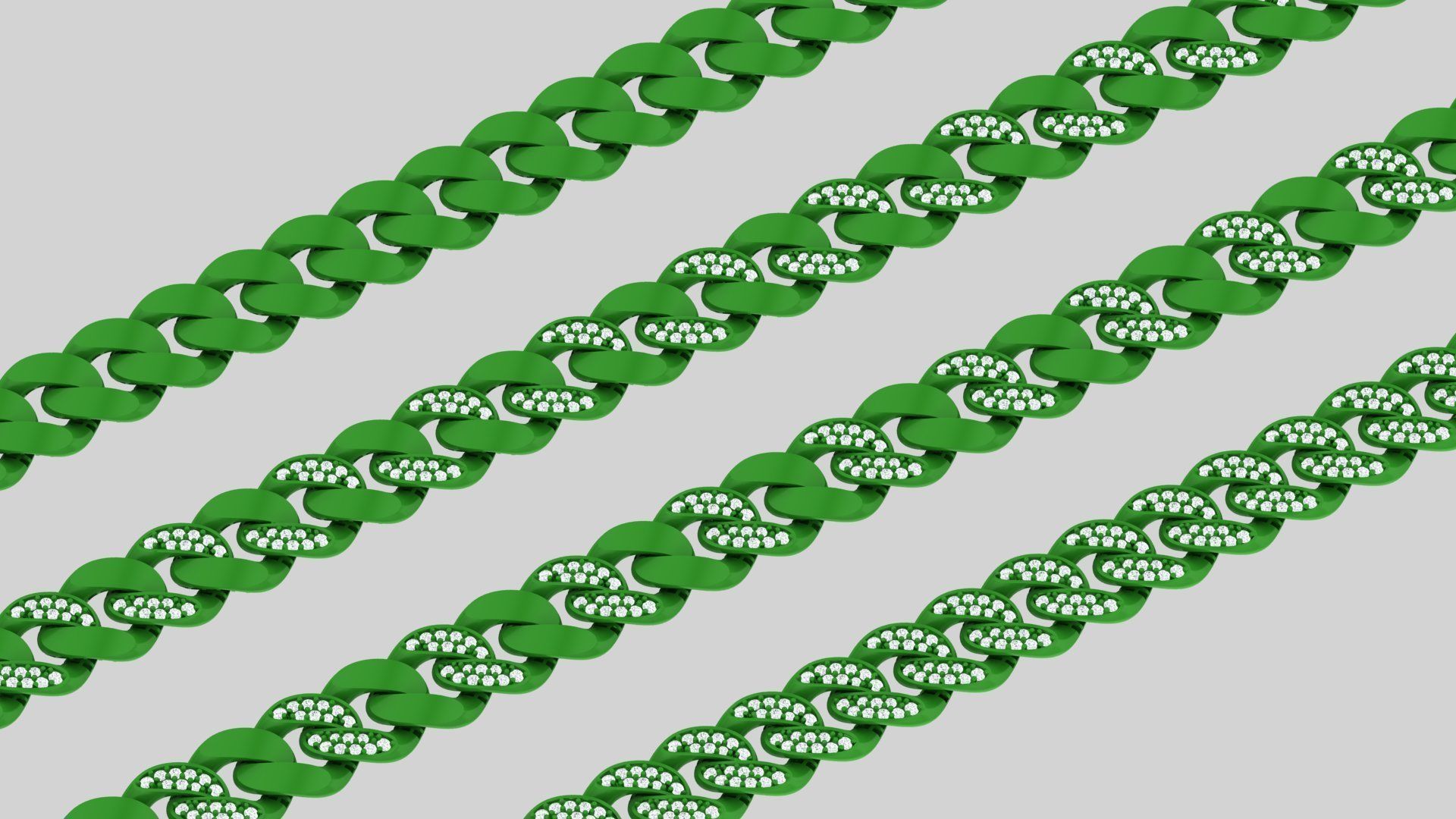 Hollow Cuban Bracelets Chain width 10 mm various Design 3D print model_7